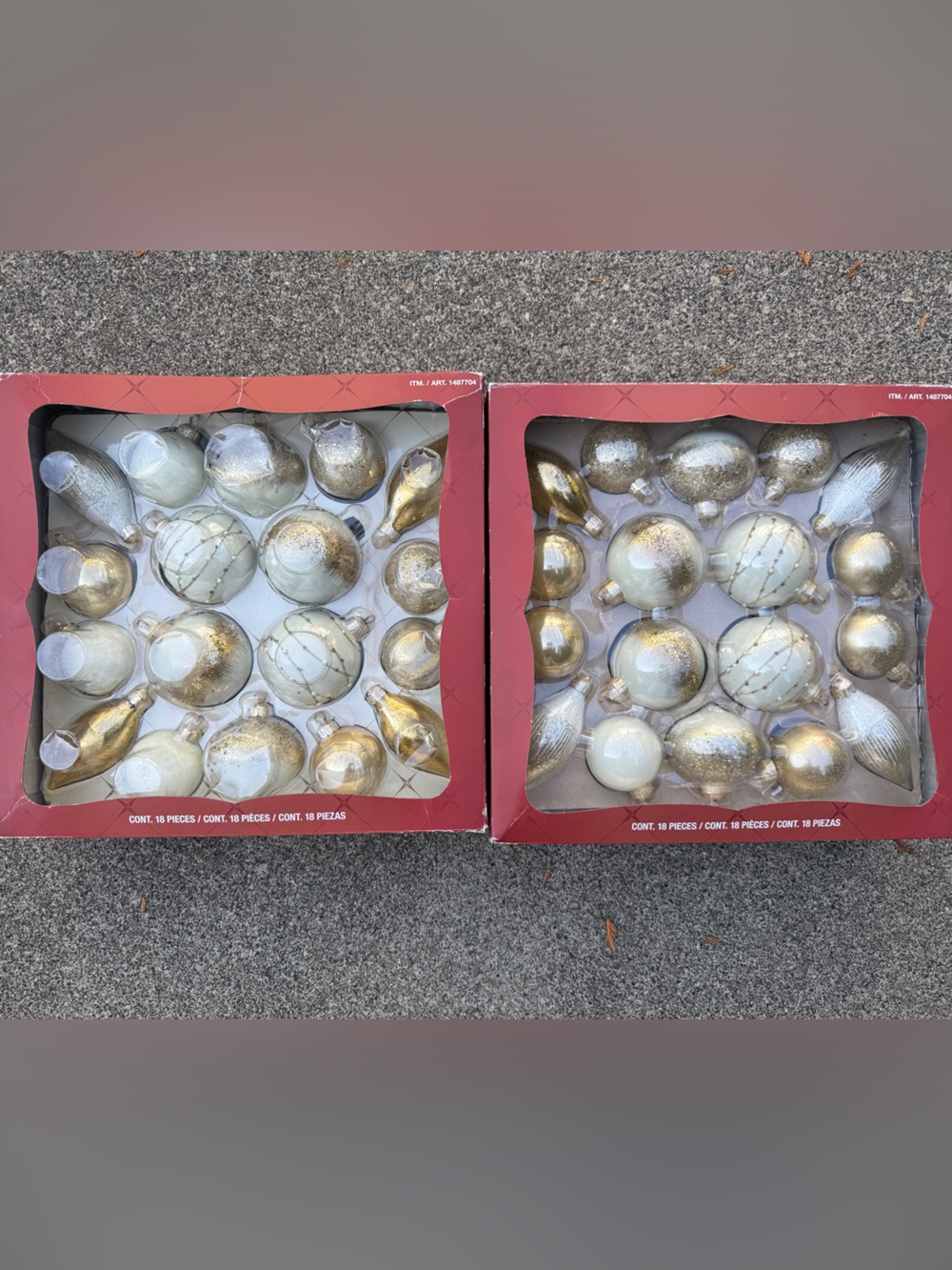 Holiday Glass Ornament Set - White and Gold